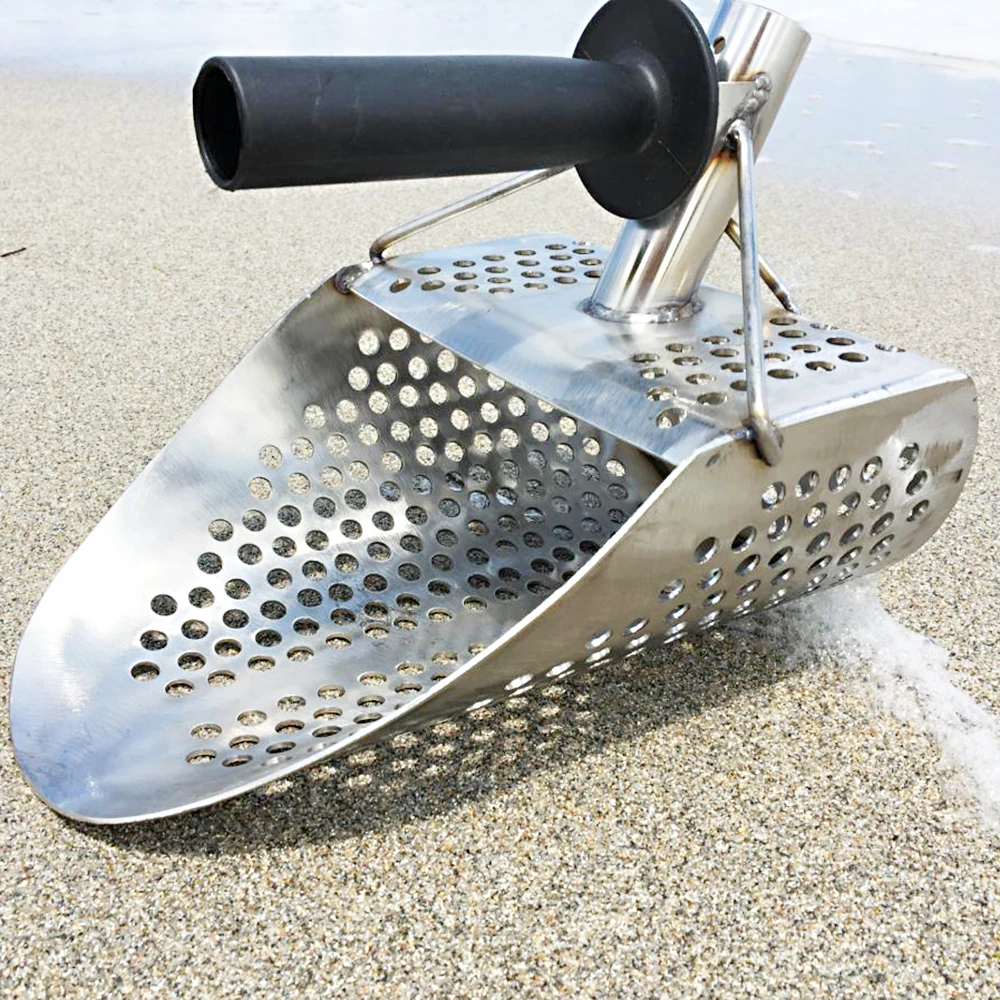

Beach Sand Scoop with handle Metal Detecting Tool Stainless Steel Detector Water Metal Detecting Fast Sifting Metal Detector
