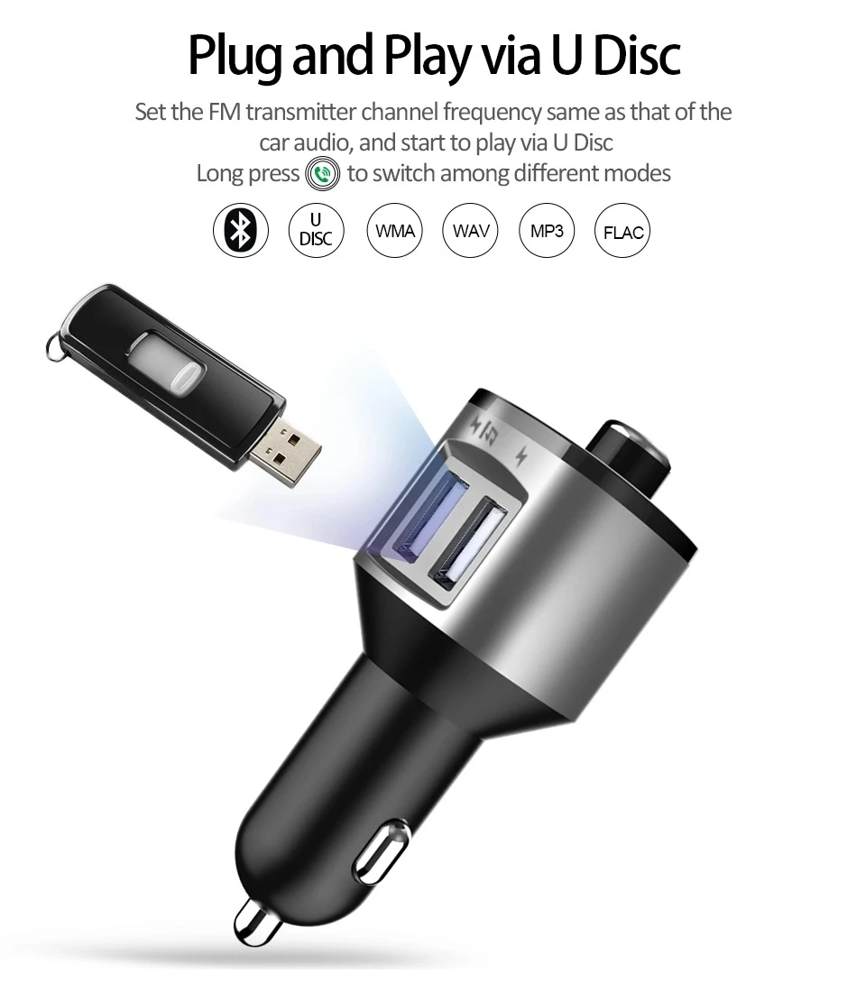 Bluetooth Автомобильный MP3-плеер fm-передатчик дистанционное управление автомобильное зарядное устройство двойной USB