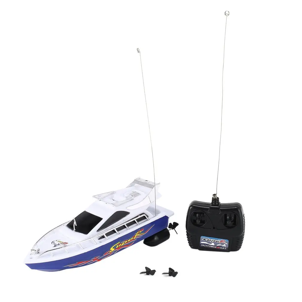 C101A Mini Radio Remote Control RC High Speed Racing Boat Speed Ship for Kids Children Gift Present Toy Simulation Model - Цвет: white and blue