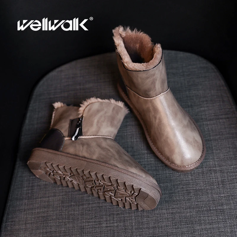 

Casual Snow Boots Women Winter Shoes Plush Lining Ankle Booties Female Genuine Leather PU Fur Bootee Woman Luxury Brand Ugged