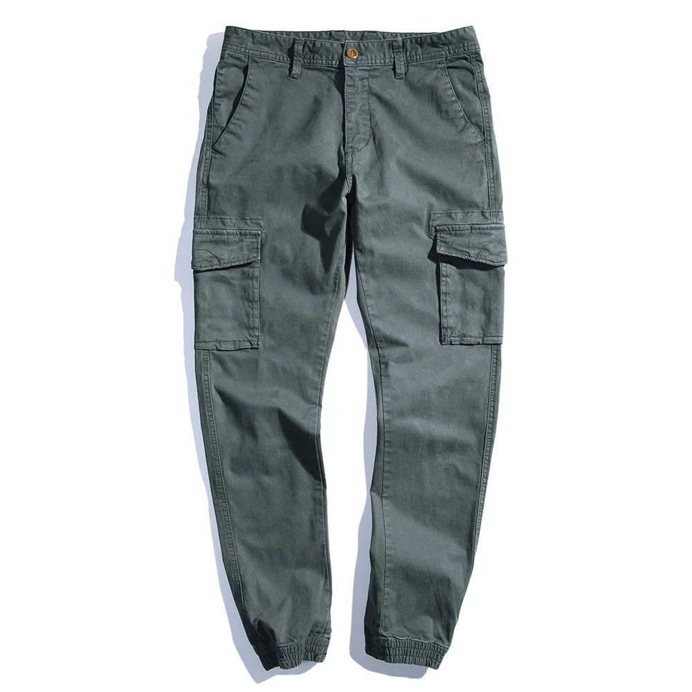 Mens Cargo Pants Casual Men Pencil Pants Multi Pocket Military Overalls for Men Plus Size Long Trousers Elastic High Quality F62 - Цвет: Серый