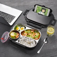 Acciaio inossidabile 304 ecologico in stile giapponese mantieni caldo il pranzo al sacco Bento Lunch Box con bacchette cucchiaio contenitore per alimenti