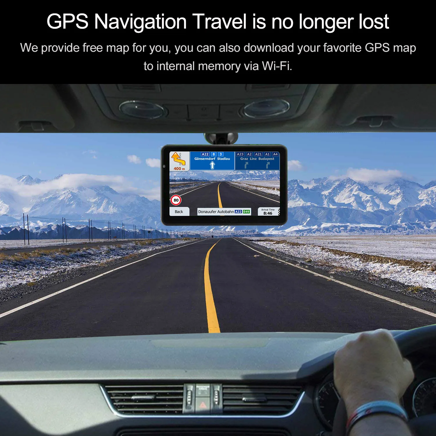 " HD gps навигационная система 8G голосовое руководство и направленный ограничитель скорости оповещения с 3D карты Европы