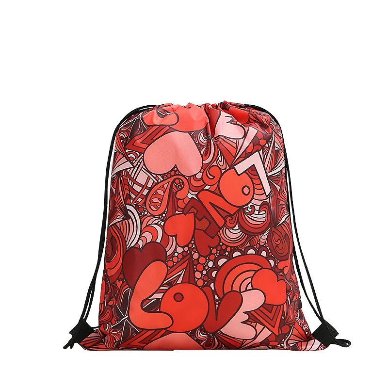drawstring Backpack fashion Women 3D printing travel softback men Casual bags unisex Women's shoulder drawstring love knapsack