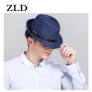 

ZLD Hot Fashion Summer Casual Unisex Beach Large Brim Jazz Sun Hat Panama Hat Paper Straw Women Men Cap With Black Ribbon