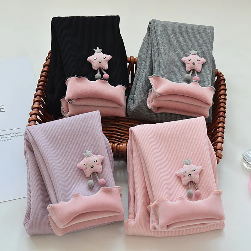 

Girls' Leggings Spring Autumn Winter Tight-fitting New Style Thin and Velvet Children's Pants Thickened Girls' Outer Trousers