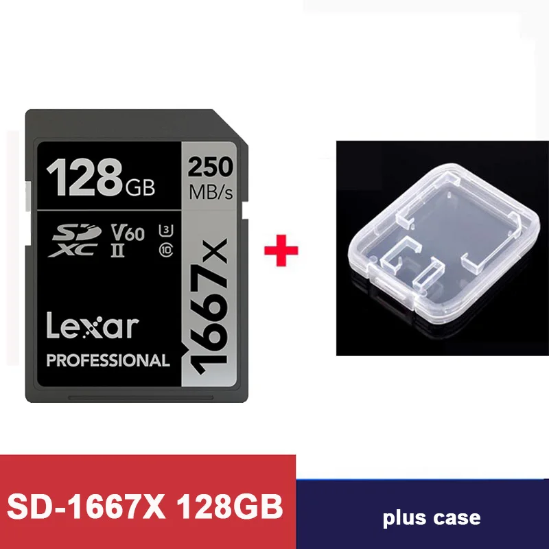 Lexar 32 GB/64 GB карты памяти SDHC 128 ГБ 256 ГБ SDXC U3 памяти флэш-карты 150 МБ/с. Class 10 1667X карт SD слот для карт памяти для 3D 4K видео Камера - Емкость: 1667X-128G-Plus-Case