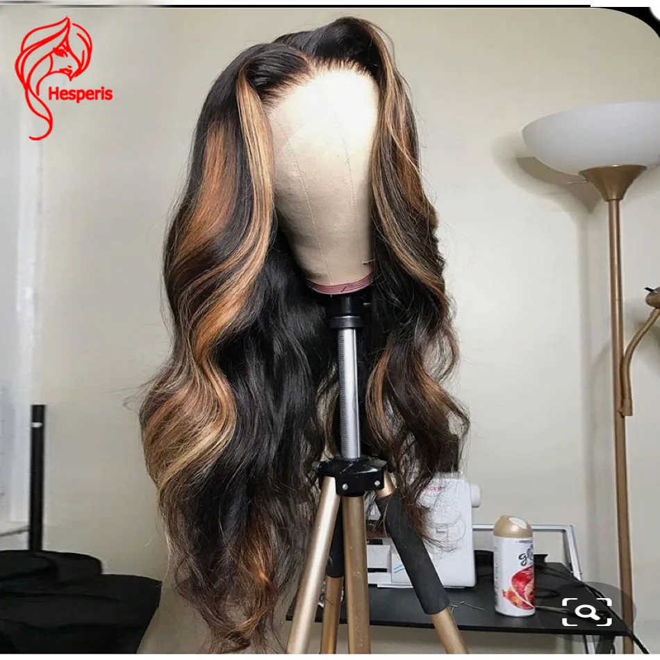 Hesperis 13x6 Lace Front  Wig Wavy Highlight blonde Human Hair Wigs Pre Plucked Brazilian Remy Hair 130-180 Density