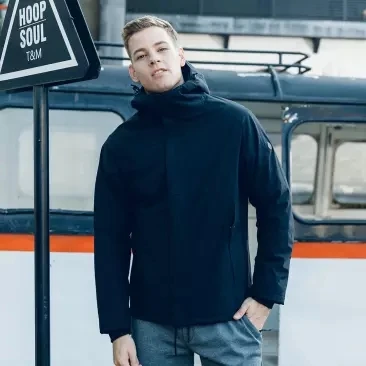 Male black L Xiaomi youpin Дальний инфракрасный умный температурный контроль куртка углеродный нано-fever мужской и женский пуховик высокого качества - Цвет: Male black L