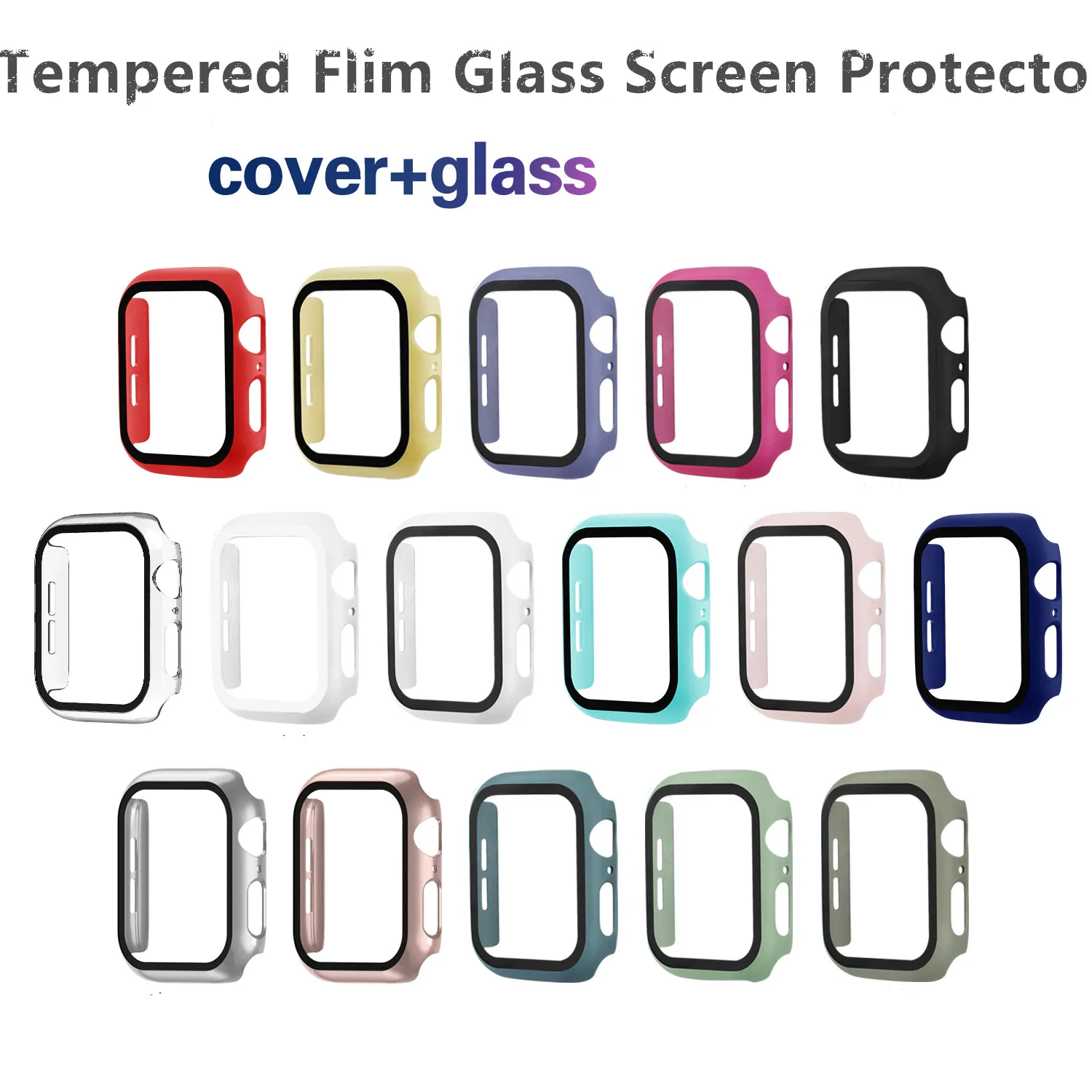 

Watch Case Protective Cover+Tempered Flim Glass Screen Protection For Apple Watch Band 38/42/40/44mm for iWatch Series 5 4 3 2 1