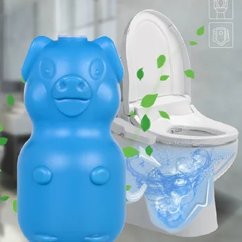 

Piggy Shape Smurfs Toilet Cleaner Bathroom Deodorant Clean Treasure Peculiar Smell Descaling Detergent Blue Bubbles Fragrance