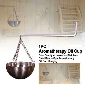 

Fragrance Sauna Spa Aromatherapy Oil Cup Diffuser Practical Sturdy Stainless Steel With Chain Hanging Accessories Bowl Holder