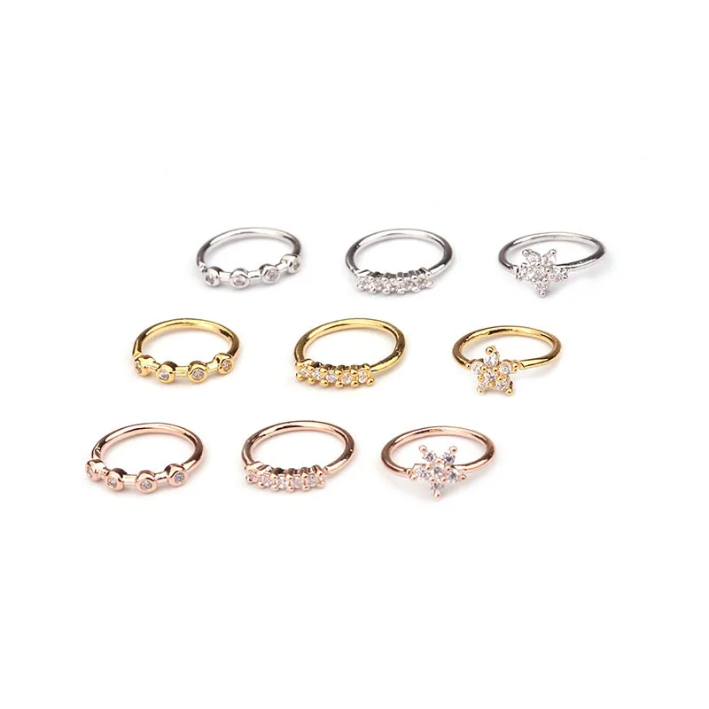 Fashion Nose Piercing Body Jewelry Cz Nose Hoop Nostril Ring Tiny Flower Helix Cartilage Tragus Ring 1Pc 20gx8mm