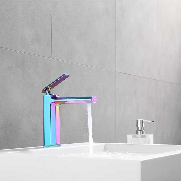 

All copper hot and cold modern simple golden black colorful basin faucet