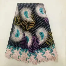 Анкара воск смесь шнур кружева ткани 6 ярдов Высокое качество африканская вощеная ткань принтом с нигерийской вышивкой кружева для платья! O-4607