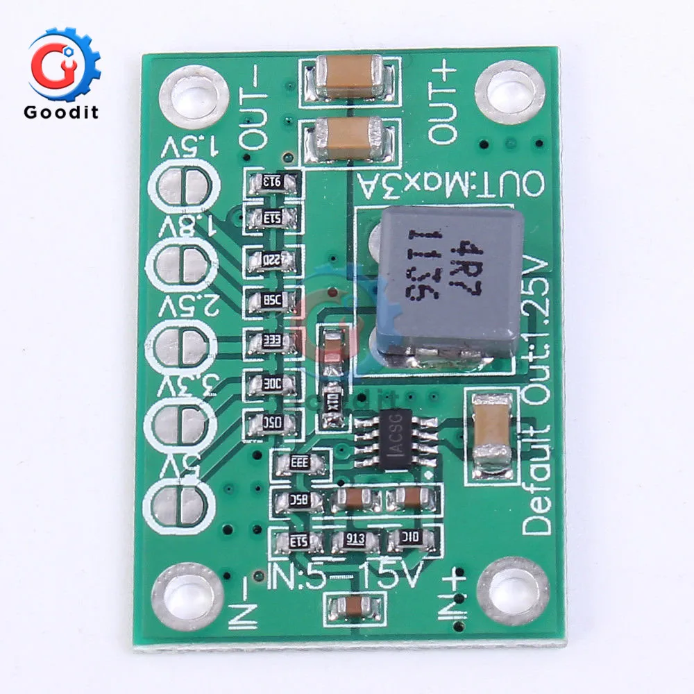 Módulo de potencia reductor de cc, 5-16V a 1,25 V/1,5 V/1,8 V/2,5 V/3,3 V/5V, placa convertidora de voltaje Buck ajustable Universal 3A para LCD