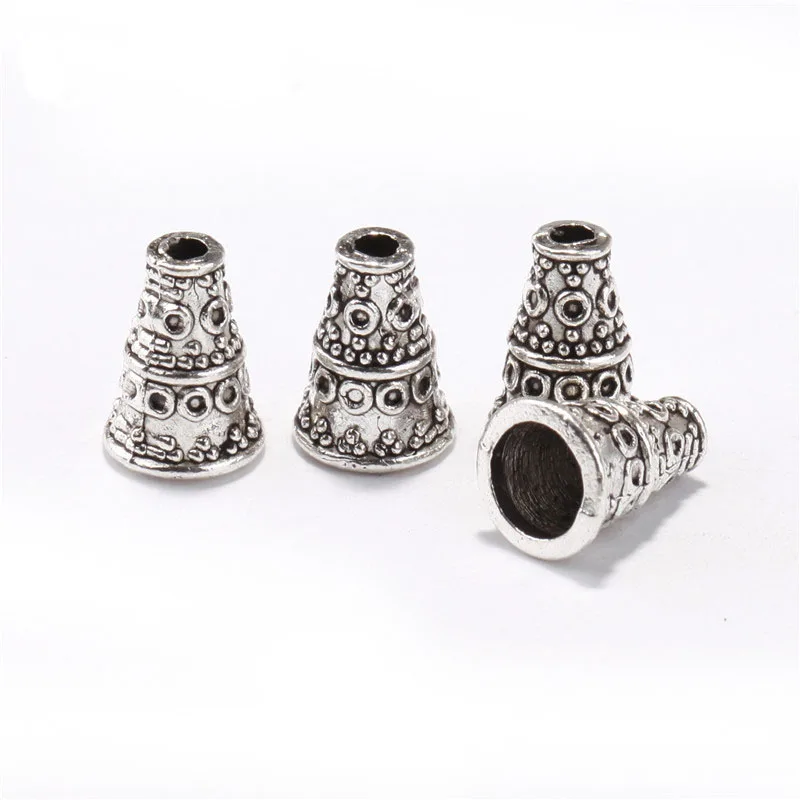 50 шт. без никеля Ретро стиль серебряный тон Роговая форма свободные бусины