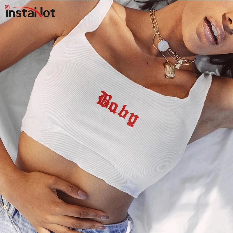 InstaHot/детские с буквенным принтом топы на бретелях без рукавов летний женский