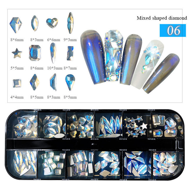 Girds Colorful Nail Rhinestones Mixed Size Diamonds AB Flatback Shiny Crystal 3D Glitter Gems Nail Art Decorations Strass