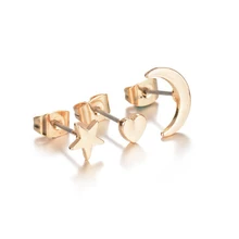 3 шт. набор для женщин леди девушка серьги гвоздики в виде звезды луны Сердца Форма Ювелирные изделия Подарки SER88