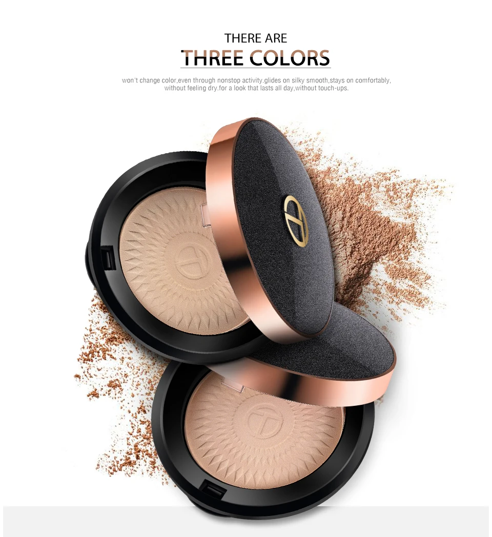 pó com Sopro Rosto pó Natural Mineral Corretivo Óleo-controle Clareamento Maquiagem Cosméticos Pressionado o. tw O.o 3 Cor 3 cosméticos pressionado pó com sopro