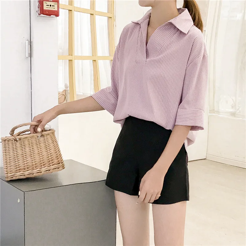 Fashion-striped-women-blouse-shirt-plus-size-M-4XL-ladies-tops-V-collar-OL-blouse-women (3)