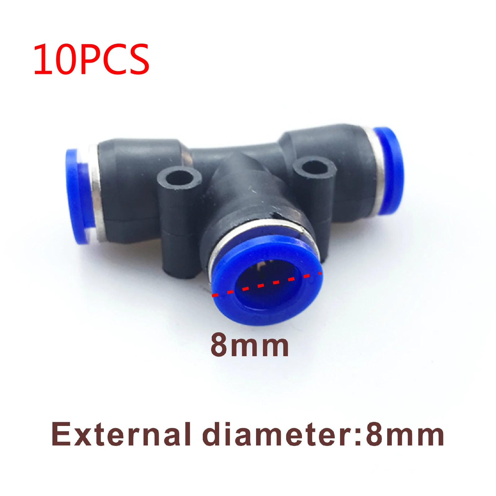 10pcs 8mm 3-Holes 10 шт. стоматологический воздушный компрессор трубы адаптер соединители - Цвет: 10pcs 8mm 3-Holes