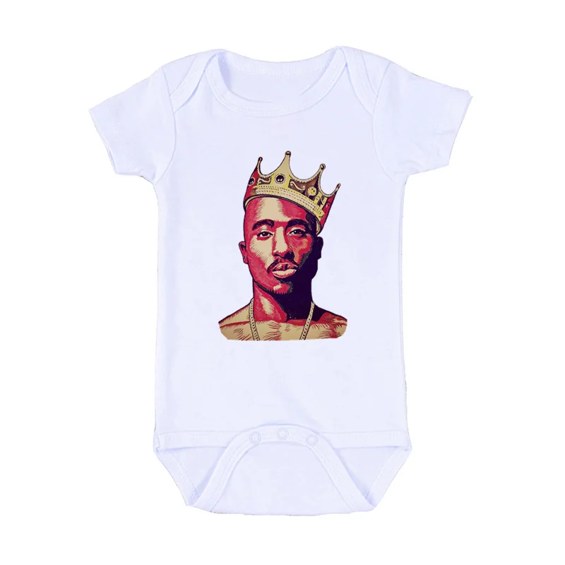 2020 Infant Newborn Bodysuits Baby Tupac 2pac Hip Hop Swag Print Short Sleeve Romper Fashion Jumpsuit Outfits Boys Girls Clothes 3