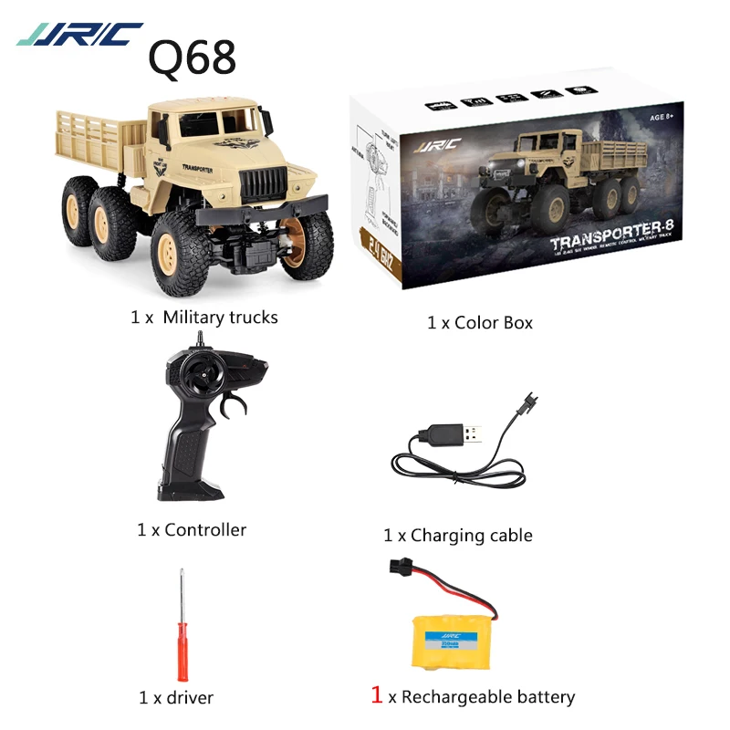 JJRC/Q68 Q69 6WD 1/18 RC Автомобиль 2,4G внедорожный военный грузовик с дистанционным управлением 10 км/ч RC Гусеничный альпинистский автомобиль игрушка RTR - Цвет: Q68 Y-1 battery