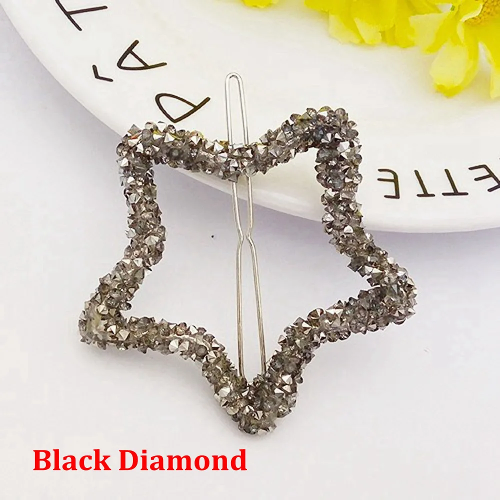 Star Black Diamond 1 шт., хрустальные стразы, заколки для волос, круглые, треугольные, в форме звезды, заколки для волос, для девочек, металлические заколки, аксессуары для волос, инструменты для укладки волос - Цвет: Star Black Diamond