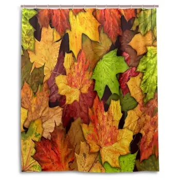 

Maple Leaves Autumn Fall Forest Shower Curtain Polyester Waterproof Maple Leaves Harvest Thanksgiving Day Bath Room Shower