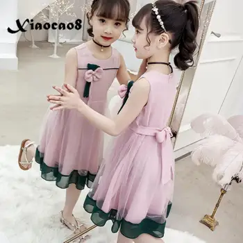 

4-14 Years Kids Clothes Girls Sleevless Flowers Dress Children Toddler Mesh Princess Dresses for Girls Vestidos Party Dress Girl