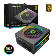 GameMax PSU True Rated 850W RGB Power Supply Fully Modular 80 Plus Gold Certified with Addressable RGB Light for PC Power Supply