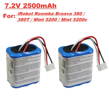 

2PCS Original 7.2V 2500mAh Ni-MH Battery for iRobot Roomba Braava 380 380T Mint 5200c 2500mAh 2.5Ah 7.2v Rechargeable battery