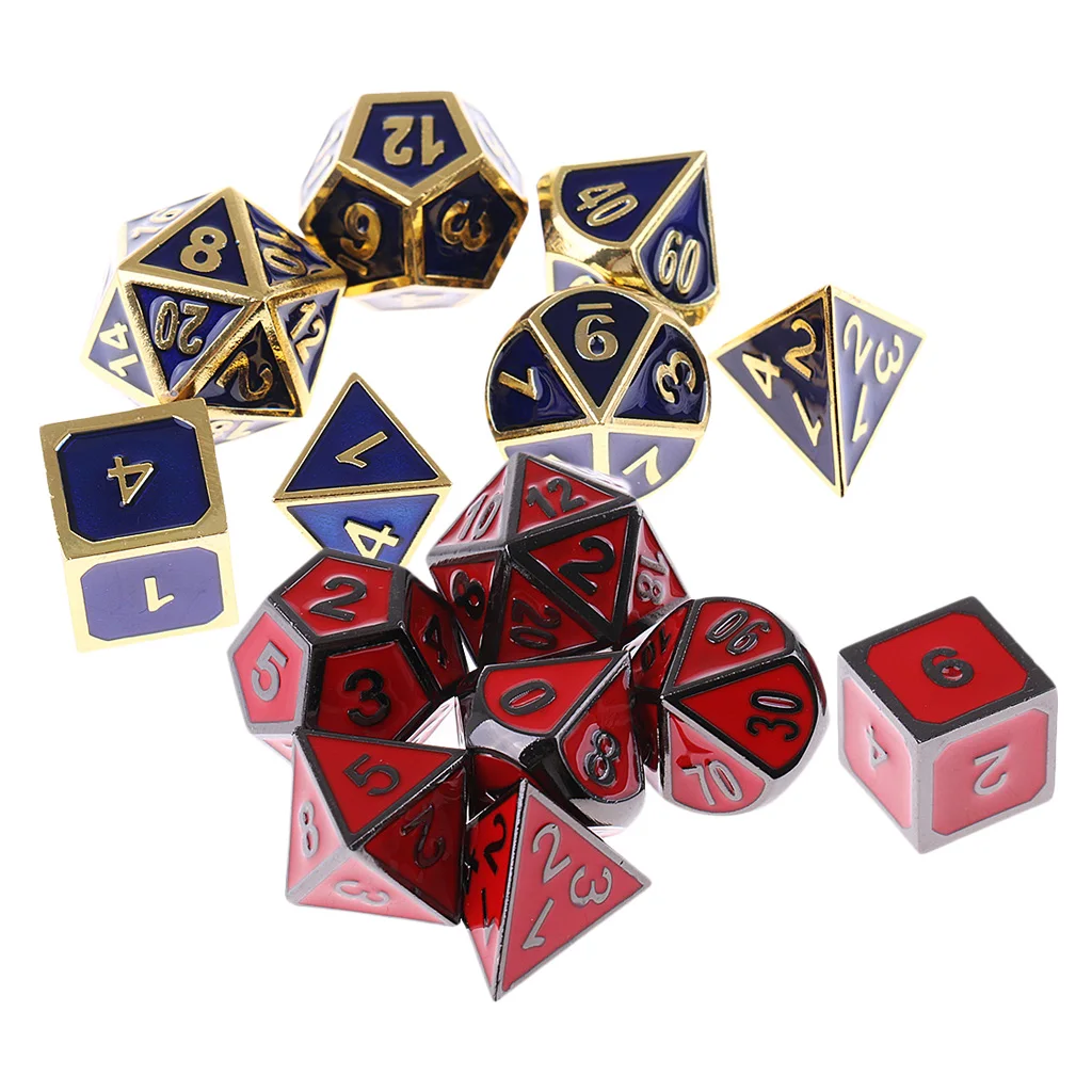 14x красный и синий D4 D6 D8 D10 D12 D20 многогранные игральные кости TRPG для MTG ролевые игры