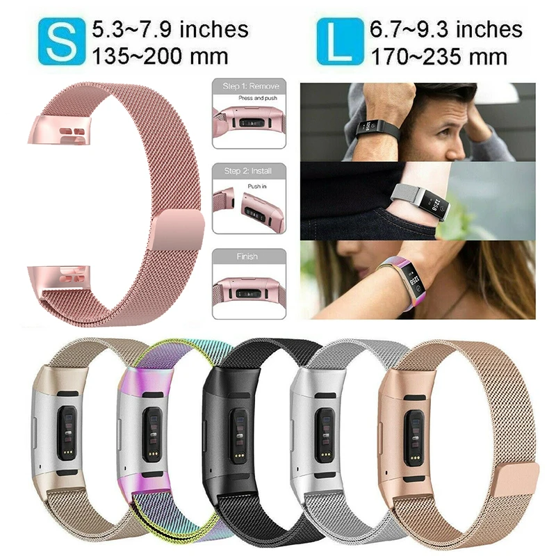 Замена браслета из нержавеющей стали ремешок для Fitbit Charge 3 замена Миланский ремешок из нержавеющей стали ремешок для часов