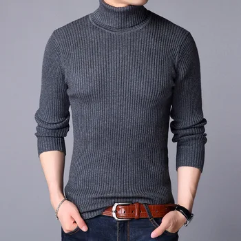 

Mens Sweaters 2019 Autumn and Winter Men Turtleneck Sweater Solid Color Pull-on Bottoming Sweater Thick Warm Plus Size Sweater