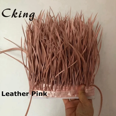 leather pink Cking 10 ярдов Красный цвет натуральное гусиное перо планки 15-20 см 6-8 дюймов ширина перо для рукоделия кружевные ремни - Цвет: leather pink
