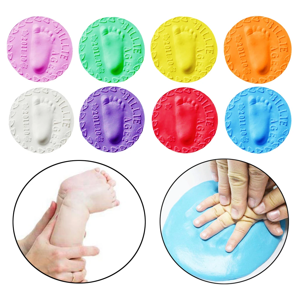 12 Colors Clay Imprint Kit For Newborn Babies Hand Print and Foot Print - Growth Record Gifts for Babies and Children