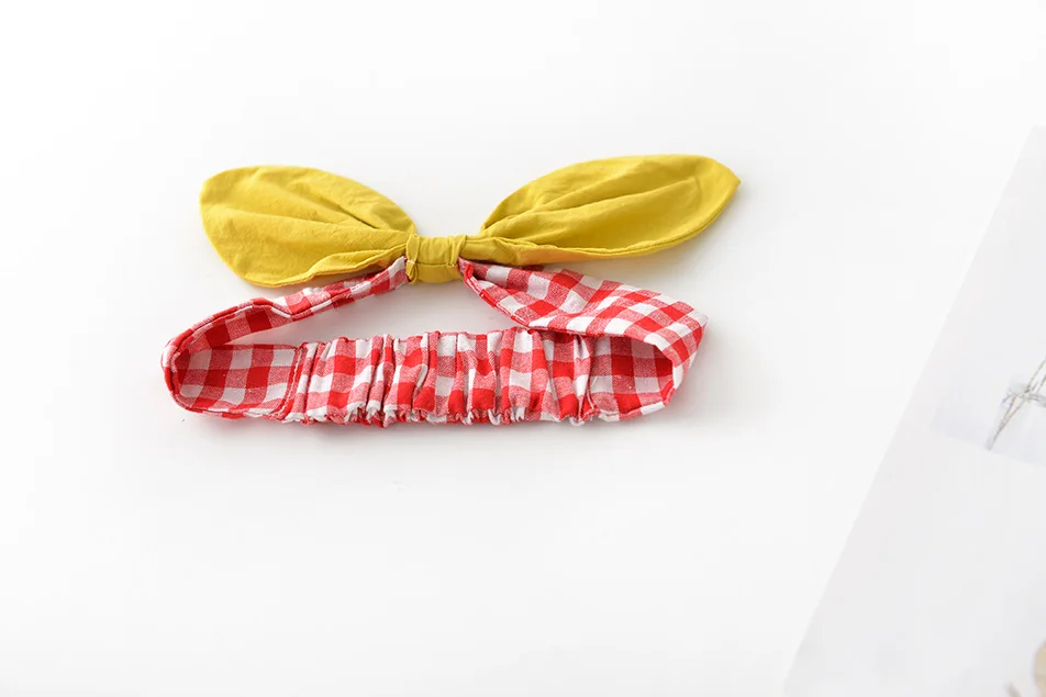 Autumn Infants Little Children Climbing Clothes Newborn Baby Plaid Doll Collar Cherry Cotton Jumpsuit with Bow Knot Headband Top