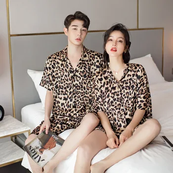 

Youhottest Couple Pajamas Set Men Women Long Sleeve Sleepwear Solid Color Satin Sleepwear