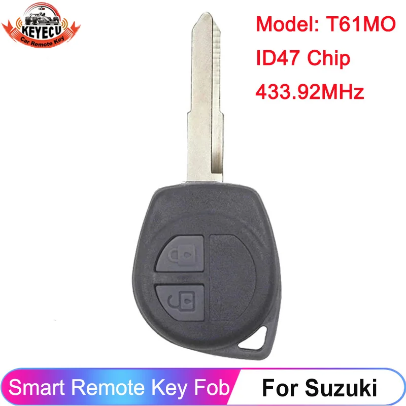 

KEYECU Model: T61MO For Suzuki Remote Control Car Key 2 Button 433.92MHz ID47 Chip With HU87 Uncut Blade Fob T61M0