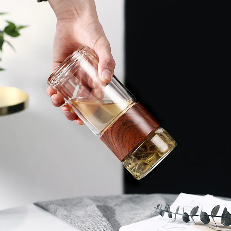 Oneisall Tea Water Bottle Travel Drinkware Portable Double Wall Glass Infuser Filters The Filter Tumbler