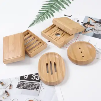 

Natural bamboo wood soap box bathroom shower soap tray dish long-lasting storage stand Plat dry cleaning eco-friendly Soap dish