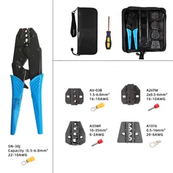 Ensemble d'outils de sertissage multifonctions, pince à sertir à cliquet, Terminal thermorétractable, Kit de connecteurs de sertissage pour isolation de câble 