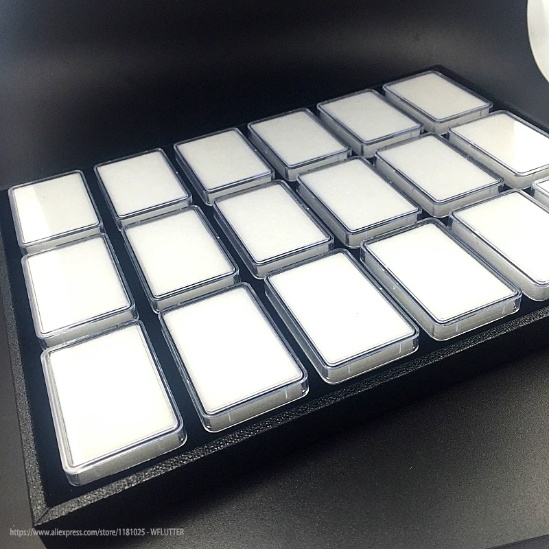 white 18 box inside Высокое качество драгоценный камень Дисплей Лоток Драгоценный камень коробка кулон держатель ювелирных изделий Витрина каменный Органайзер Алмазная витрина - Цвет: white 18 box inside