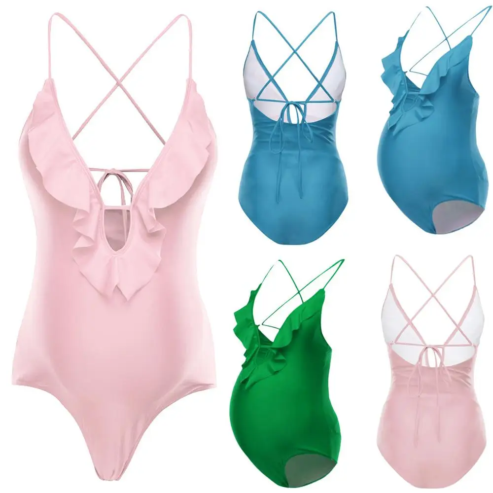 Swimsuit For Pregnant Sexy Hollow Out 2020 Hot Sale One-Piece Maternity Swimwear Solid Color Bikinis Beachwear Suit #A3 | Спорт и