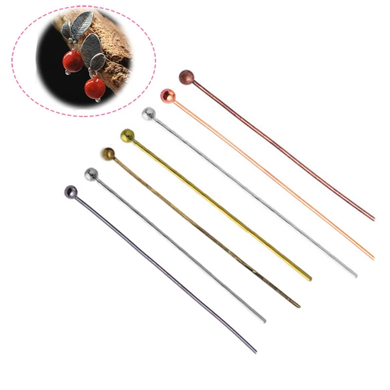Head-Ball-Pins 200pcs20-50mm-Head-Pins Jewelry-Findings-Making Diy-Needles Rhodium/bronze