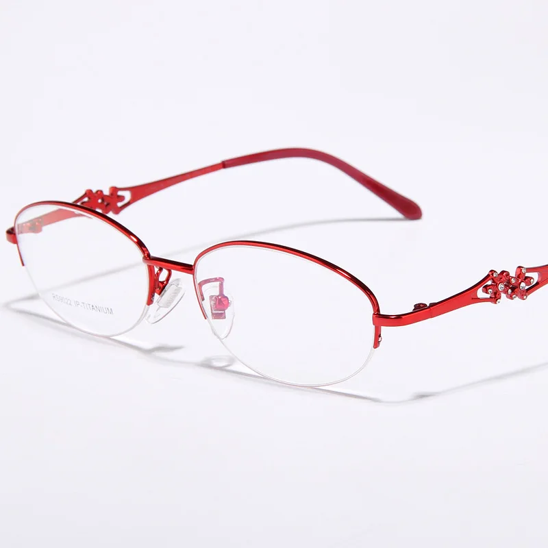 New Diamond Ultra Light Pure Titanium Glasses Frame Female Temperament Goddess Glasses Frame Myopia Half Frame Glasses