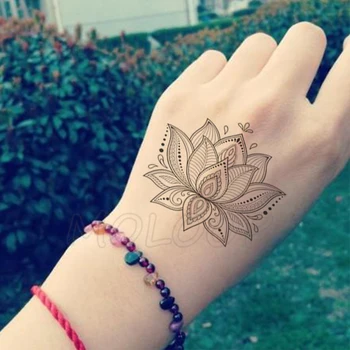 

Fake tatoo butterfly feather mandala necklace flower hand band tattoo sticker big size black tatto body art for women girl men